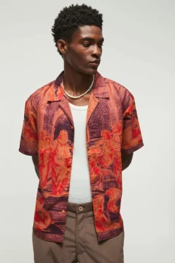Short Sleeve Oversized Slub Painting Shirt