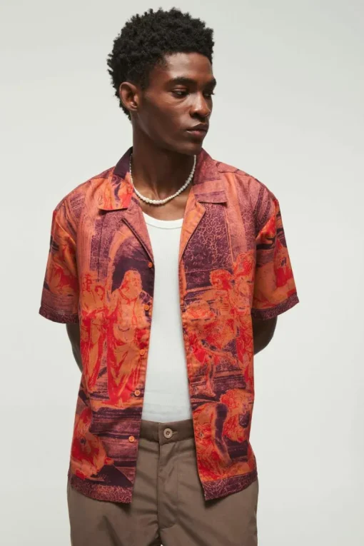 Short Sleeve Oversized Slub Painting Shirt
