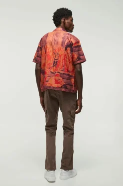 Short Sleeve Oversized Slub Painting Shirt