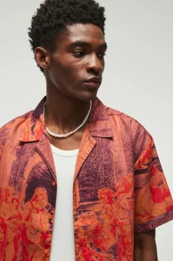 Short Sleeve Oversized Slub Painting Shirt