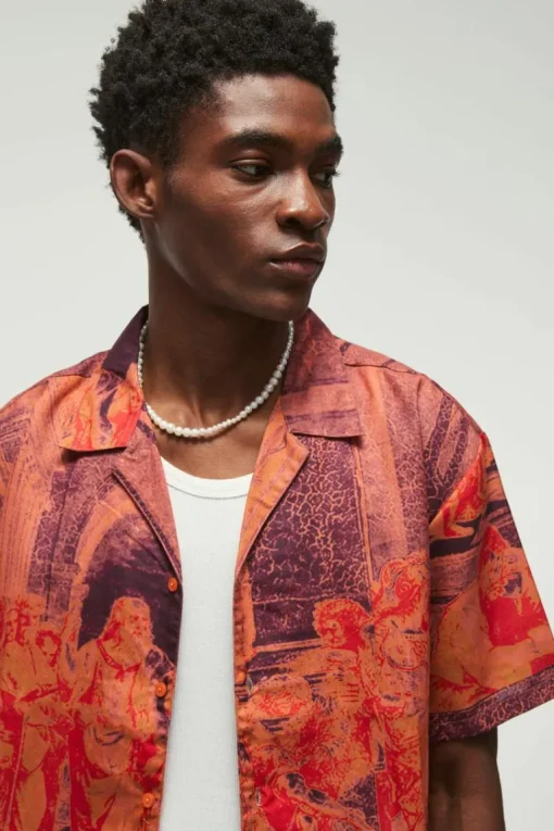 Short Sleeve Oversized Slub Painting Shirt