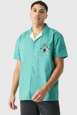 Short Sleeve Poplin Oversized Offcl Bowling Shirt