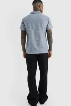Short Sleeve Revere Linen Look Shirt