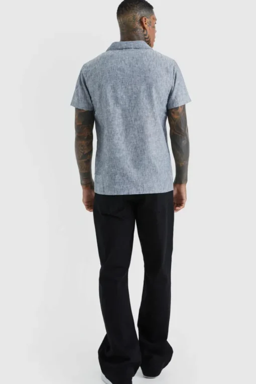 Short Sleeve Revere Linen Look Shirt