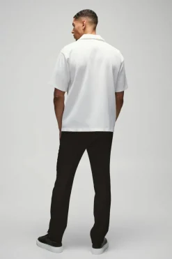 Short Sleeve Revere Oversized Pleated Shirt