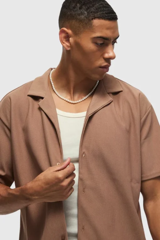 Short Sleeve Ribbed Oversized Shirt