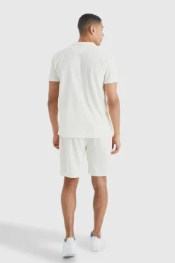 Short Sleeve Ribbed Shirt And Short Set