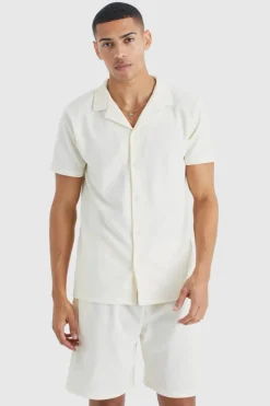Short Sleeve Ribbed Shirt And Short Set