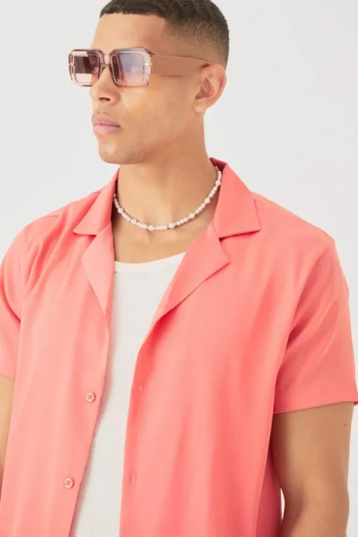 Short Sleeve Satin Shirt