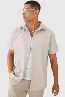 Short Sleeve Soft Twill Oversized Shirt