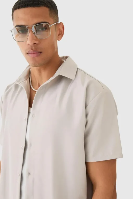 Short Sleeve Soft Twill Oversized Shirt