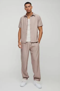 Short Sleeve Soft Twill Smart Shirt & Trouser Set