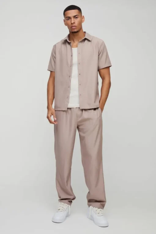 Short Sleeve Soft Twill Smart Shirt & Trouser Set