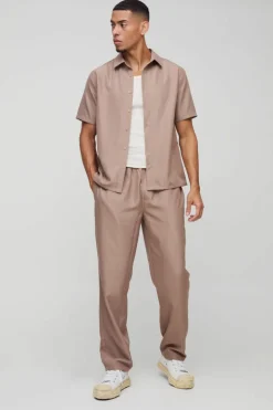 Short Sleeve Soft Twill Smart Shirt & Trouser Set