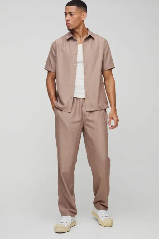 Short Sleeve Soft Twill Smart Shirt & Trouser Set