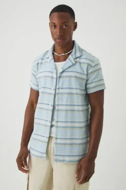Short Sleeve Textured Stripe Shirt