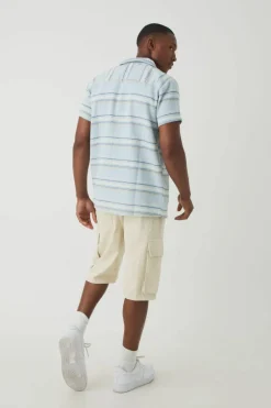 Short Sleeve Textured Stripe Shirt