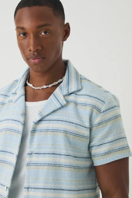 Short Sleeve Textured Stripe Shirt