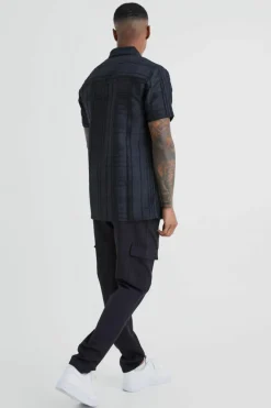 Short Sleeve Textured Tonal Check Shirt