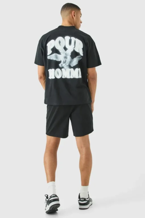 Shorter Length Relaxed Fit Elasticated Waist Chino Shorts in Black