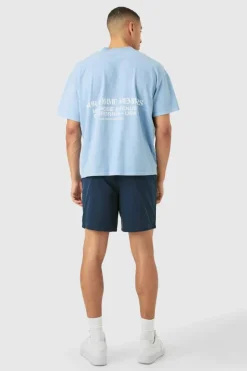 Shorter Length Relaxed Fit Elasticated Waist Chino Shorts in Navy
