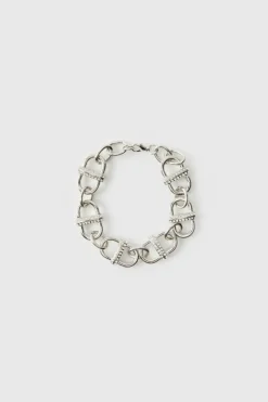 Silver Bracelet with Iced Links