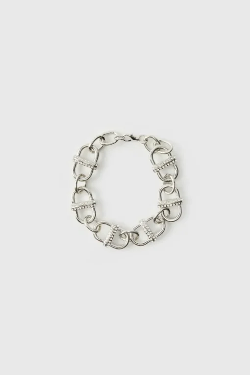 Silver Bracelet with Iced Links