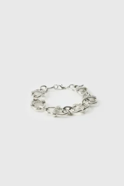 Silver Bracelet with Iced Links