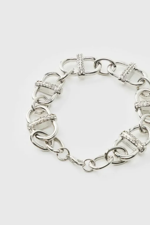 Silver Bracelet with Iced Links