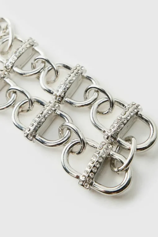 Silver Bracelet with Iced Links