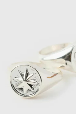 Silver Compass Rings In A 2 Pack