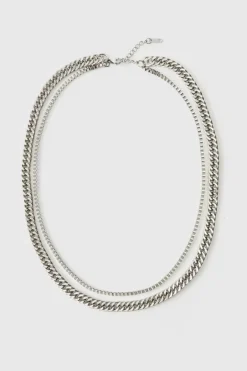 Silver Layered Chain Necklace