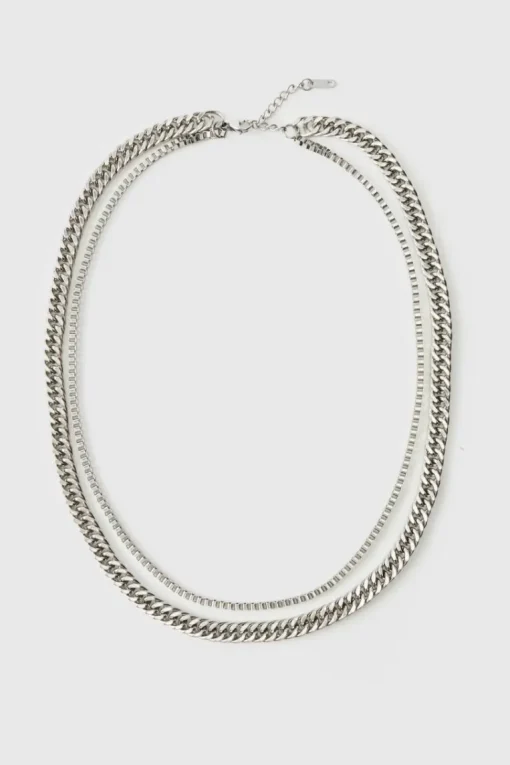Silver Layered Chain Necklace