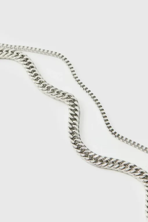 Silver Layered Chain Necklace
