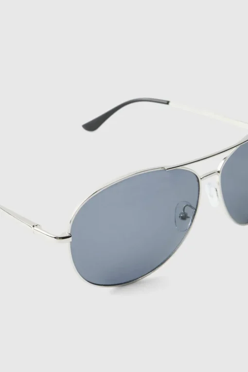 Silver Metal Navigator Sunglasses