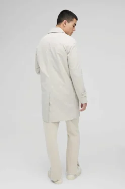Single Breasted Poly Twill Mac Jacket