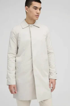 Single Breasted Poly Twill Mac Jacket