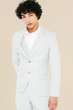 Single Breasted Skinny Textured Suit Jacket