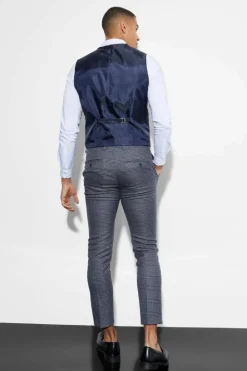 Skinny Double Breasted Check Waistcoat
