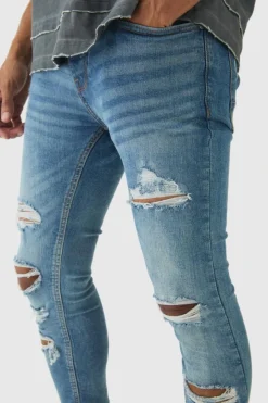 Skinny Fit All Over Ripped Jeans