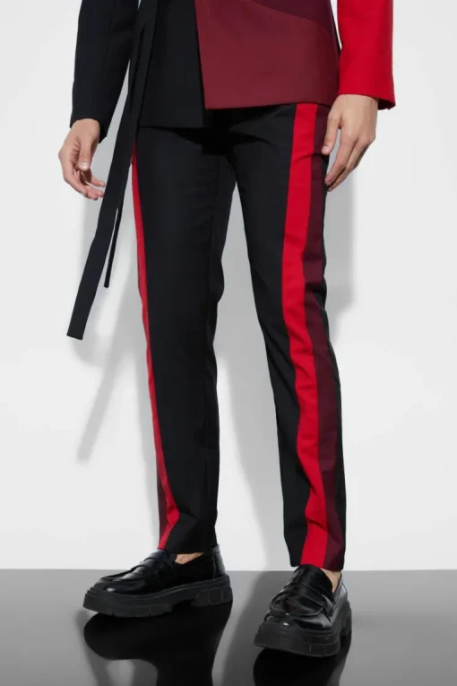 Skinny Fit Colour Block Panel Suit Trouser
