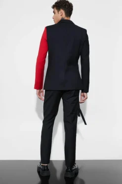 Skinny Fit Colour Block Panel Suit Trouser