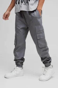 Skinny Fit Elasticated Waist Cuffed Cargo Trousers