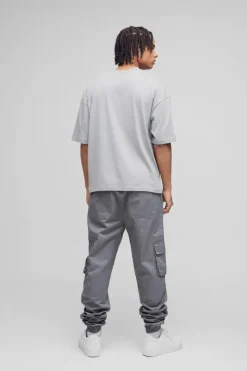 Skinny Fit Elasticated Waist Cuffed Cargo Trousers