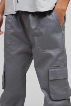 Skinny Fit Elasticated Waist Cuffed Cargo Trousers