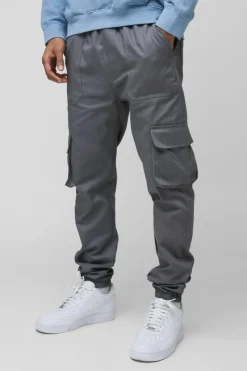 Skinny Fit Elasticated Waist Cuffed Cargo Trousers