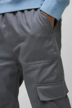 Skinny Fit Elasticated Waist Cuffed Cargo Trousers