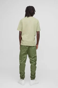 Skinny Fit Elasticated Waist Cuffed Cargo Trousers