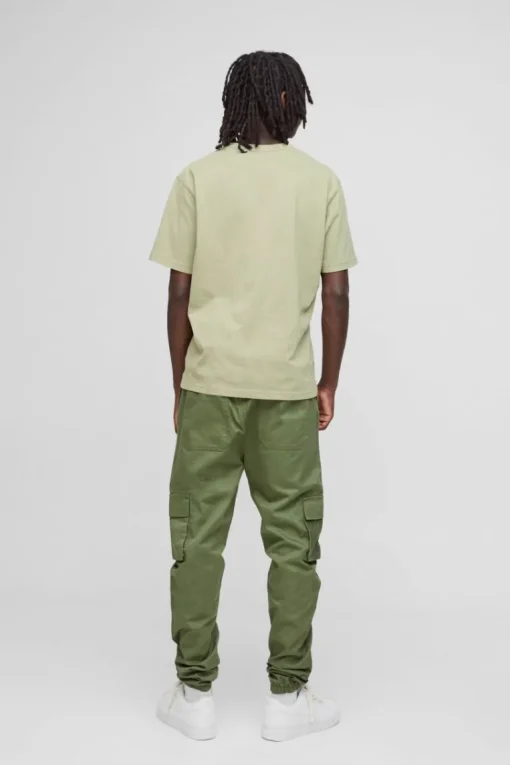 Skinny Fit Elasticated Waist Cuffed Cargo Trousers