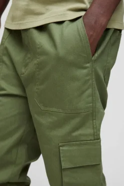 Skinny Fit Elasticated Waist Cuffed Cargo Trousers